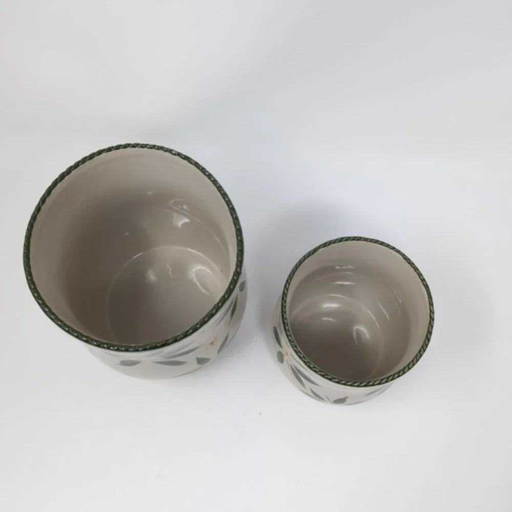 Temp-tations‎ Old World Ceramic Crocks Set 2qt 1qt Green Floral PPP-LD-206800